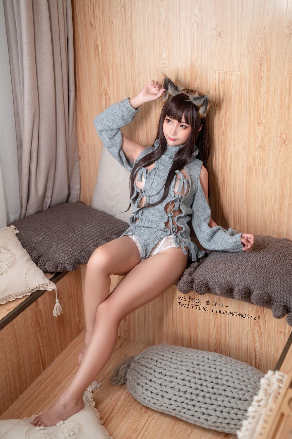图片[3]-No.087-灰露背毛衣 [40P]