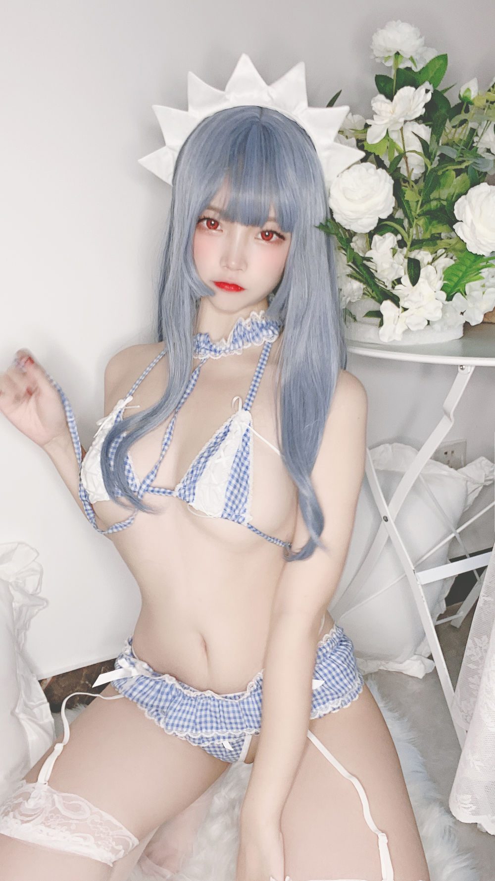 图片[2]-No.089-私房自拍蓝格比基尼女仆 [40P]
