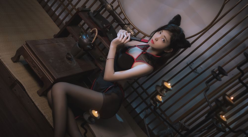 图片[2]-No.017-黑旗袍 [25P]
