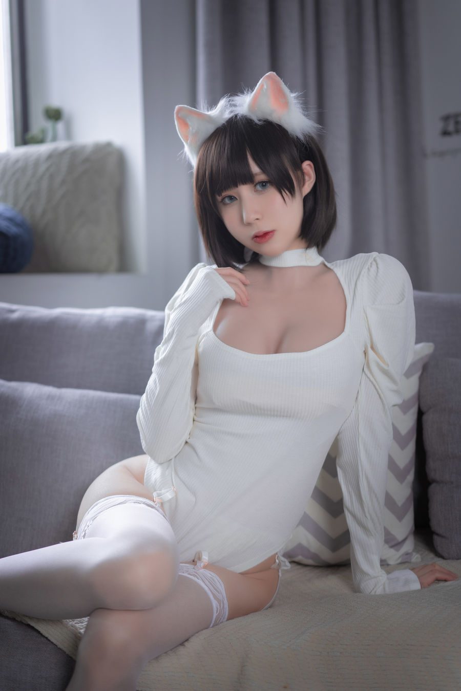 图片[2]-No.004-白猫白色连体衣 [30P]