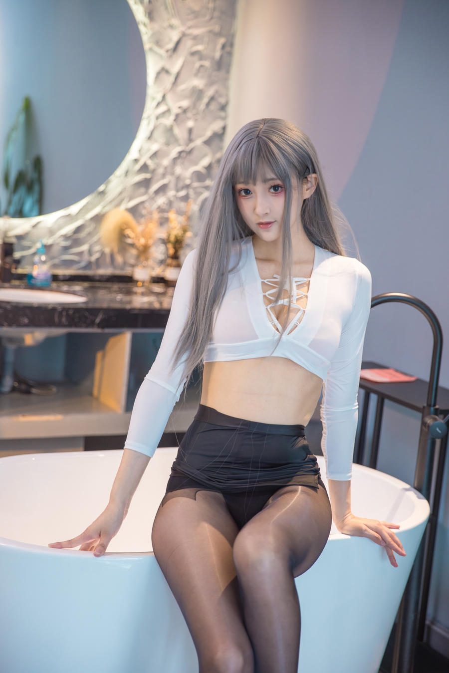 图片[2]-No.010 – 浴缸湿身黑丝 [23P]